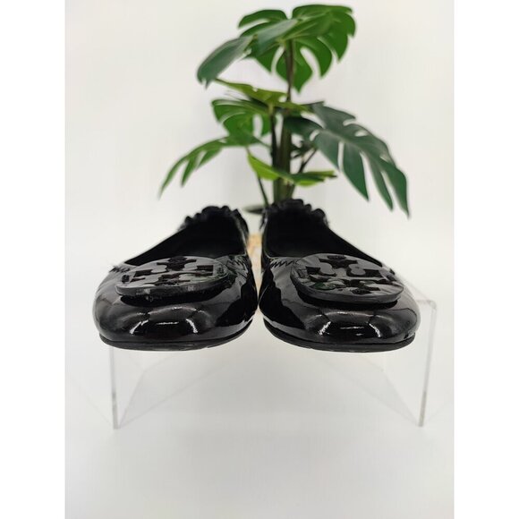 Tory Burch Women’s Reva Black Leather Ballet Flats Size 7.5M US - Picture 2 of 8
